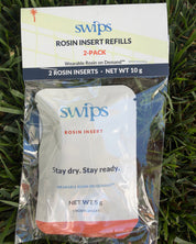 Swips Lighter Feel Rosin Insert Refills 2-Pack in its retail hang pack, with the orange bar on the sachet, net weight 10 g