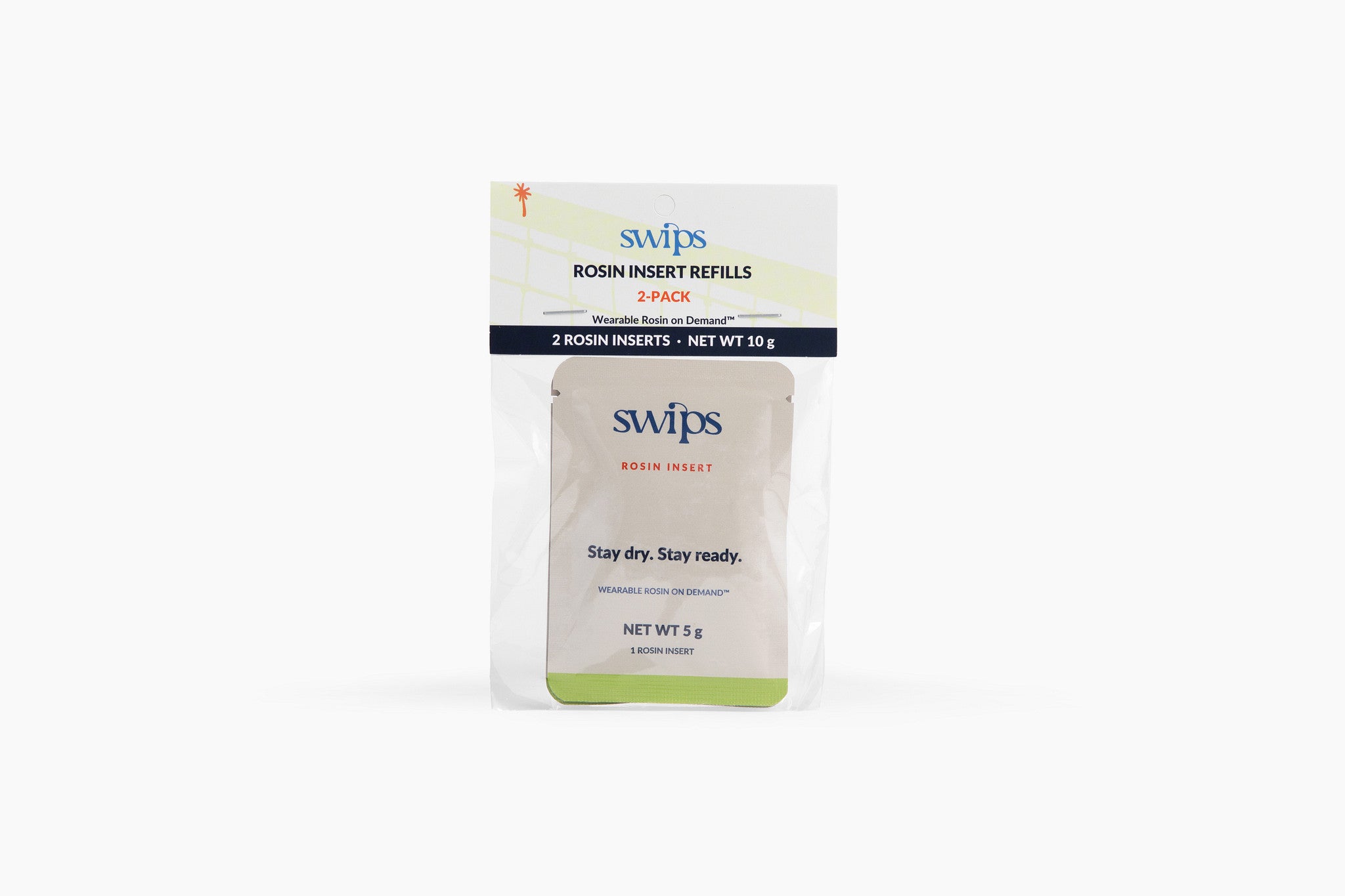 Swips Rosin Insert Refills 2-Pack in its retail hang pack, two rosin inserts, net weight 10 g