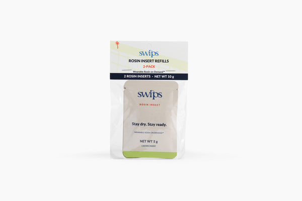 Swips Rosin Insert Refills 2-Pack in its retail hang pack, two rosin inserts, net weight 10 g